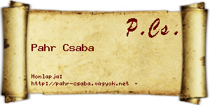 Pahr Csaba névjegykártya